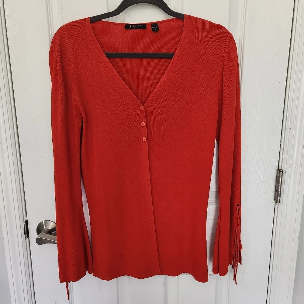 Cyrus Orange Flare Sleeve Sweater